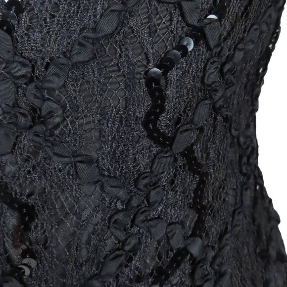 Vintage 80s 20s Black Lace Prom Party Dress M Medium Goth Witchy Whimsygoth - Picture 9 of 12